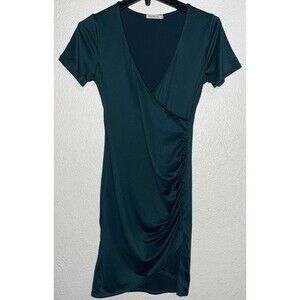 Heart & Hips Side Rouche Bodycon Dress Women Size Small Green